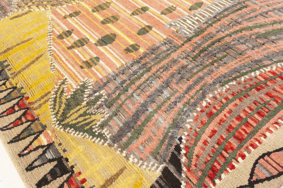 Contemporary Patchwork Style Textural Wool Rug N12290