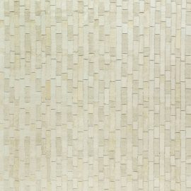 Contemporary Geometric Mosaic Cream Beige Hand-Knotted Leather Carpet “Pietra” N12314