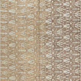 “Arcatura” Modern Damask Arch Motif Warm Tan Handmade Silk Rug N12306