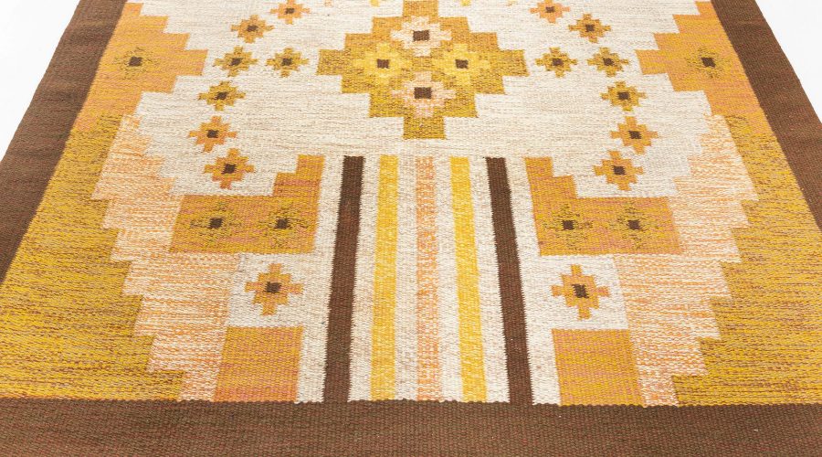 Vintage Swedish Flat Woven Rug by Mary Sanberg (MS) BB7676
