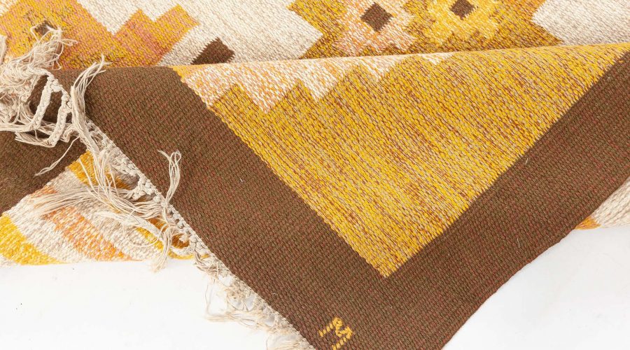 Vintage Swedish Flat Woven Rug by Mary Sanberg (MS) BB7676