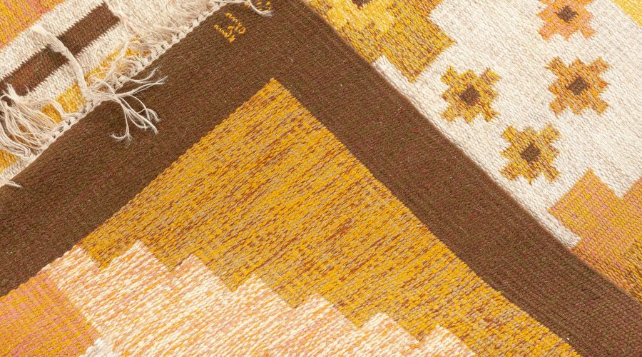 Vintage Swedish Flat Woven Rug by Mary Sanberg (MS) BB7676
