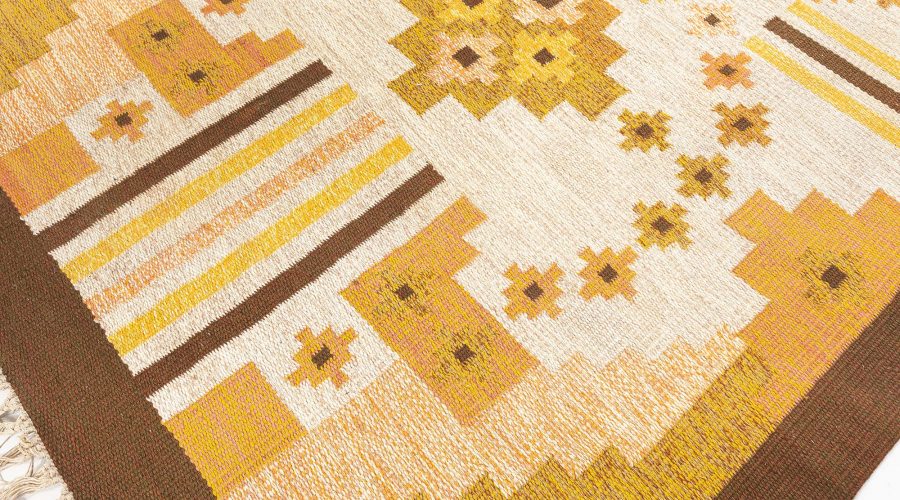 Vintage Swedish Flat Woven Rug by Mary Sanberg (MS) BB7676