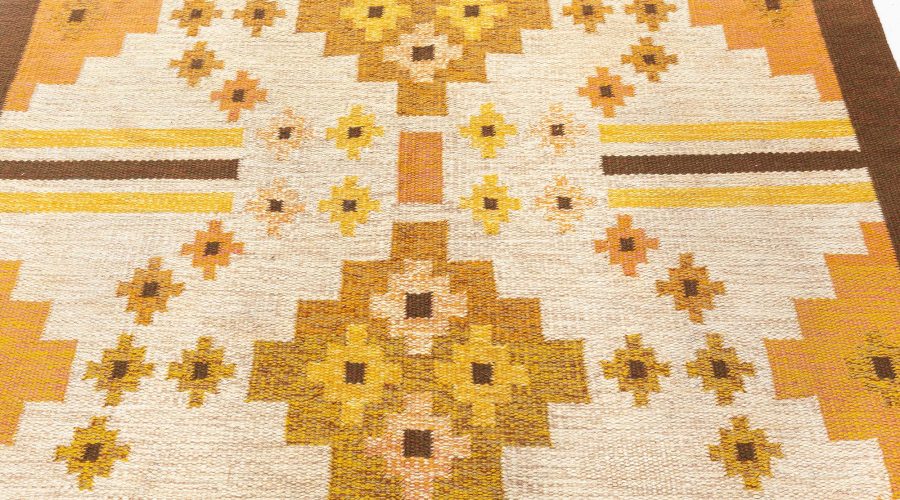 Vintage Swedish Flat Woven Rug by Mary Sanberg (MS) BB7676