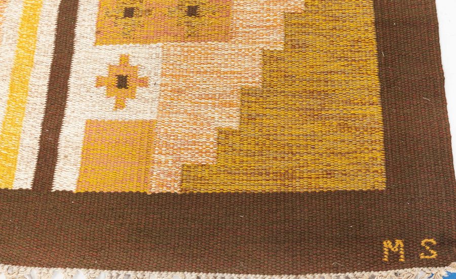 Vintage Swedish Flat Woven Rug by Mary Sanberg (MS) BB7676
