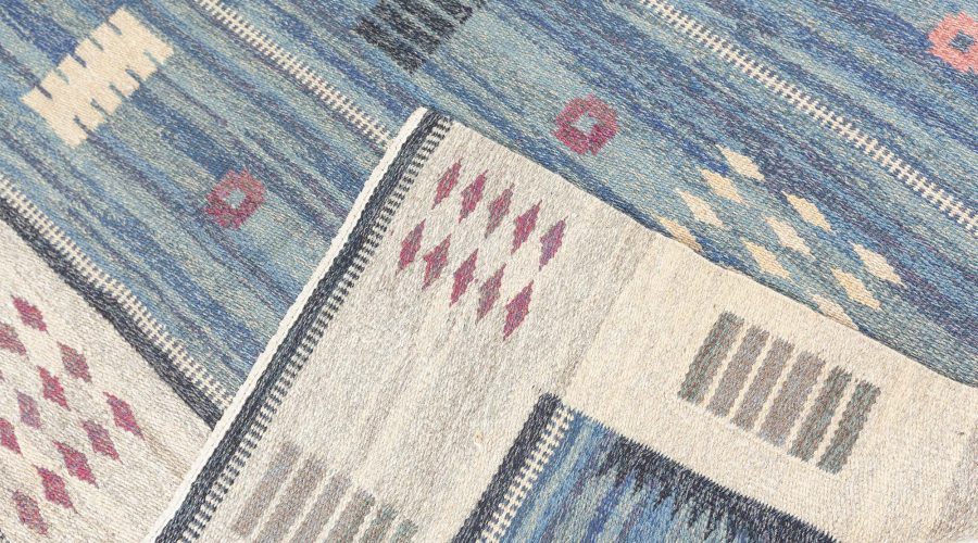 MID-CENTURY SWEDISH FLATWEAVE WOOL RUG BY CARL DAGEL BB7695