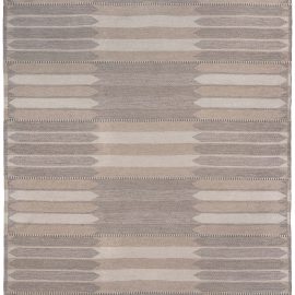Swedish Mid-Century Striped Light Beige Flatweave Wool Rug Double Sided BB7697