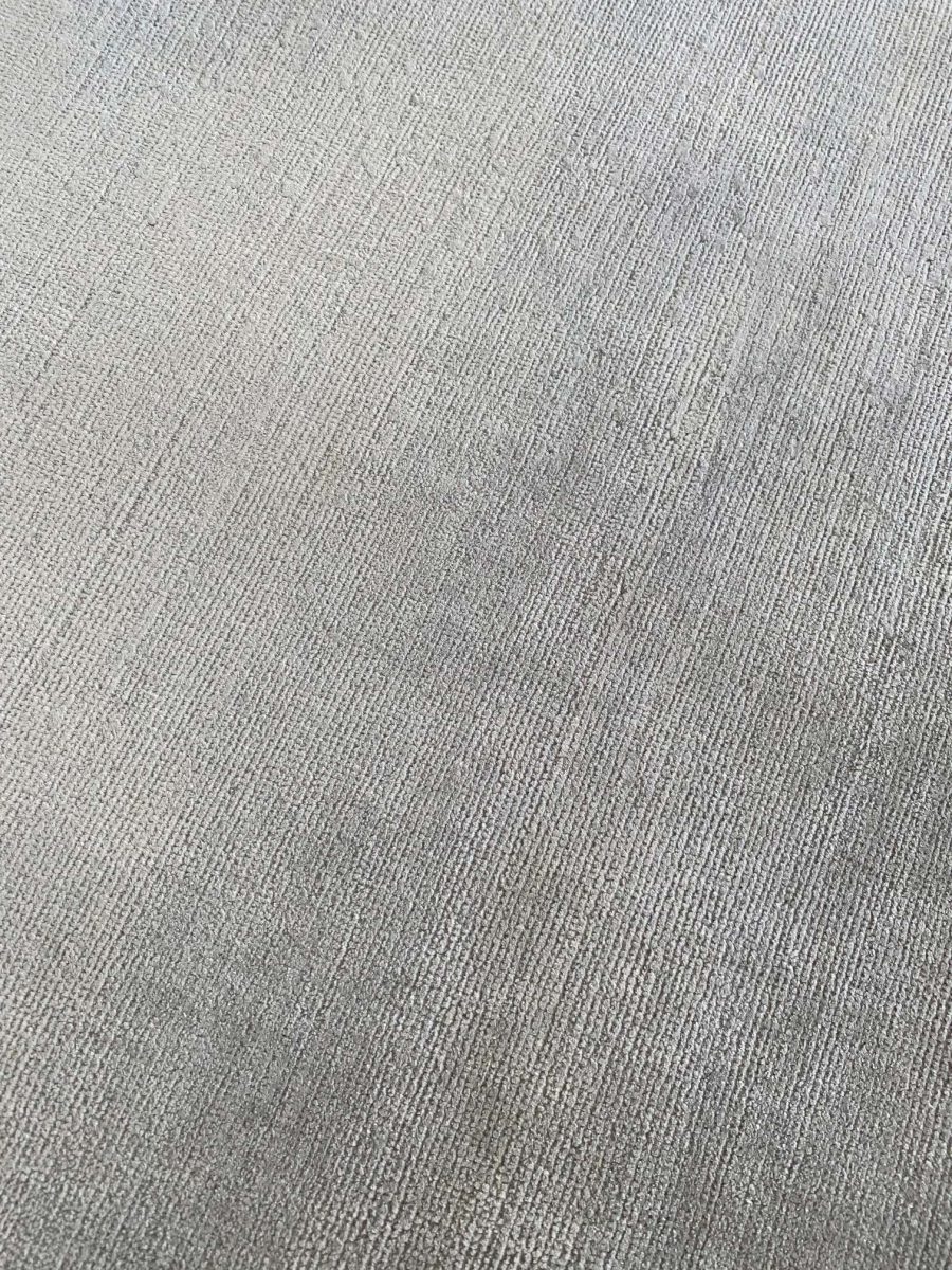 Cloud Blue Silk Rug with Metal Chain Border N12316