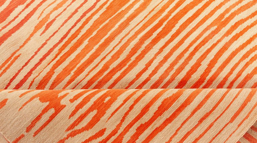 Contemporary Striped Handmade Wool Rug N12320