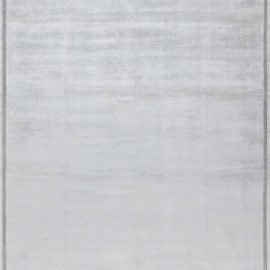 Modern Solid Light Gray Hand-Knotted Silk And Metal Rug “Chain” N12316