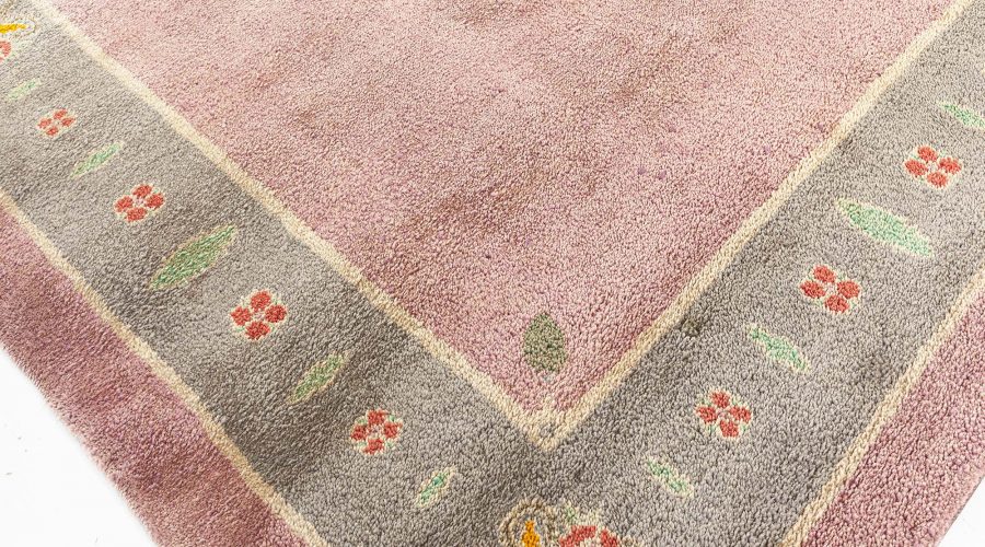 A Rare Vintage Arts & Crafts Donegal Rug in Aubergine and Green BB7686