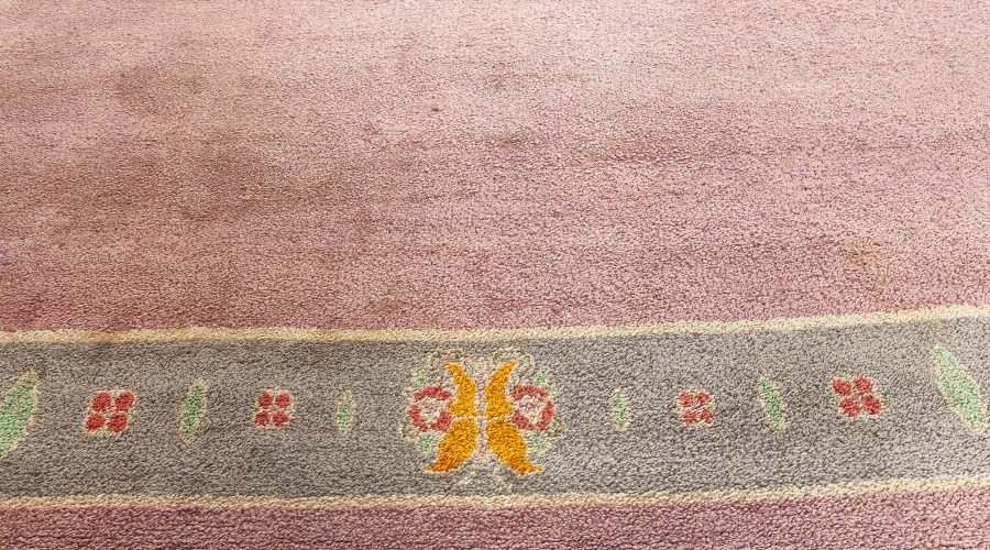 A Rare Vintage Arts & Crafts Donegal Rug in Aubergine and Green BB7686