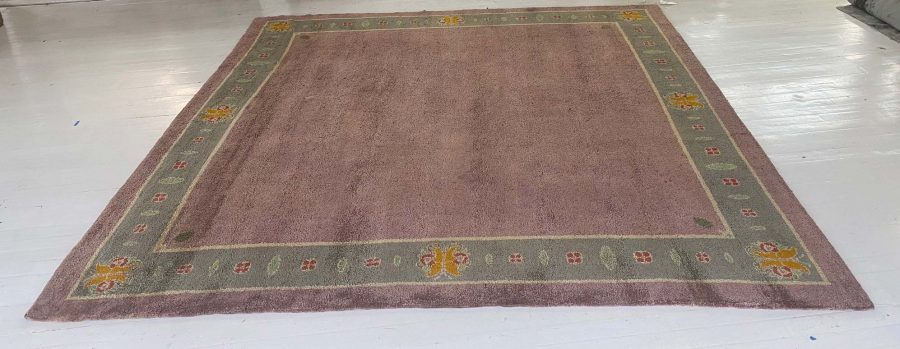 A Rare Vintage Arts & Crafts Donegal Rug in Aubergine and Green BB7686
