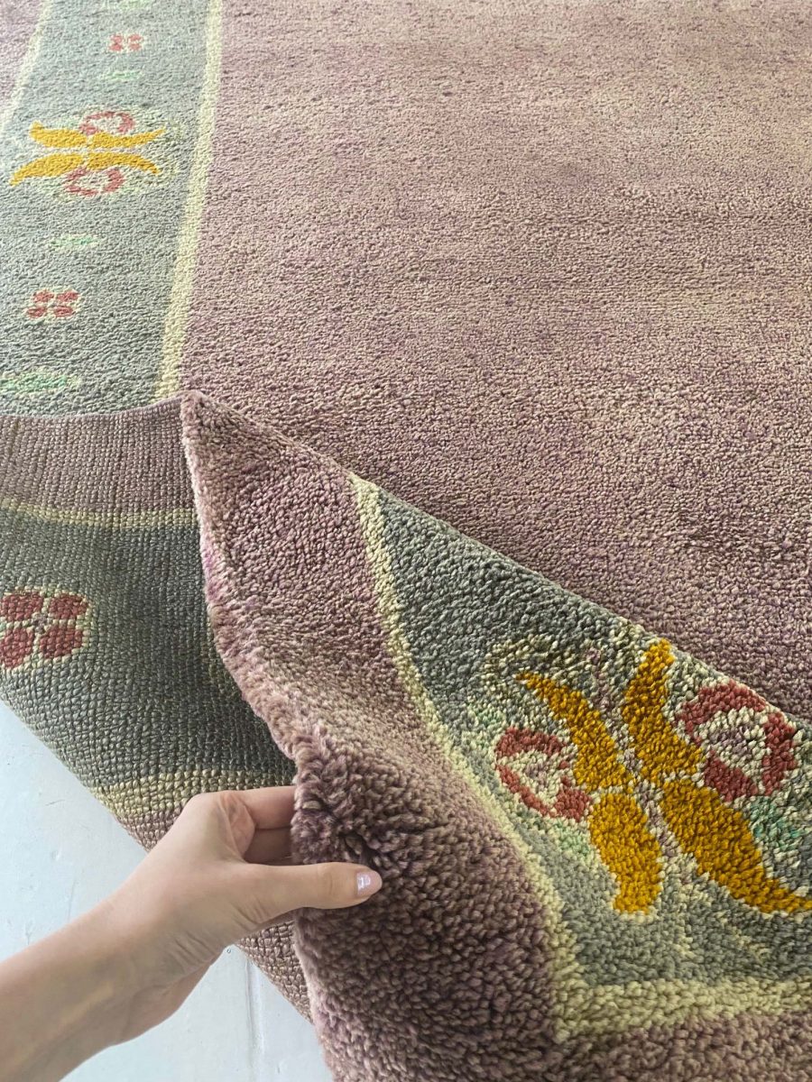 A Rare Vintage Arts & Crafts Donegal Rug in Aubergine and Green BB7686