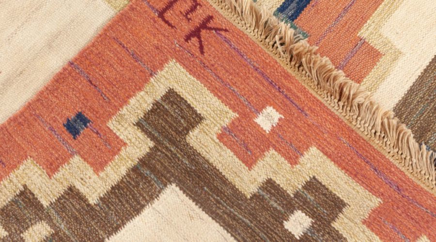 Midcentury Swedish Rolakan Rug Signed by (GK) BB7710