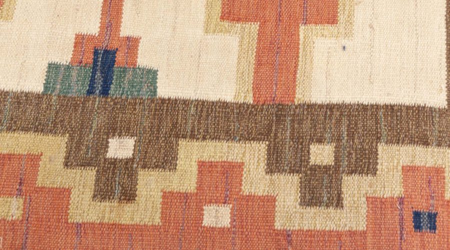 Midcentury Swedish Rolakan Rug Signed by (GK) BB7710