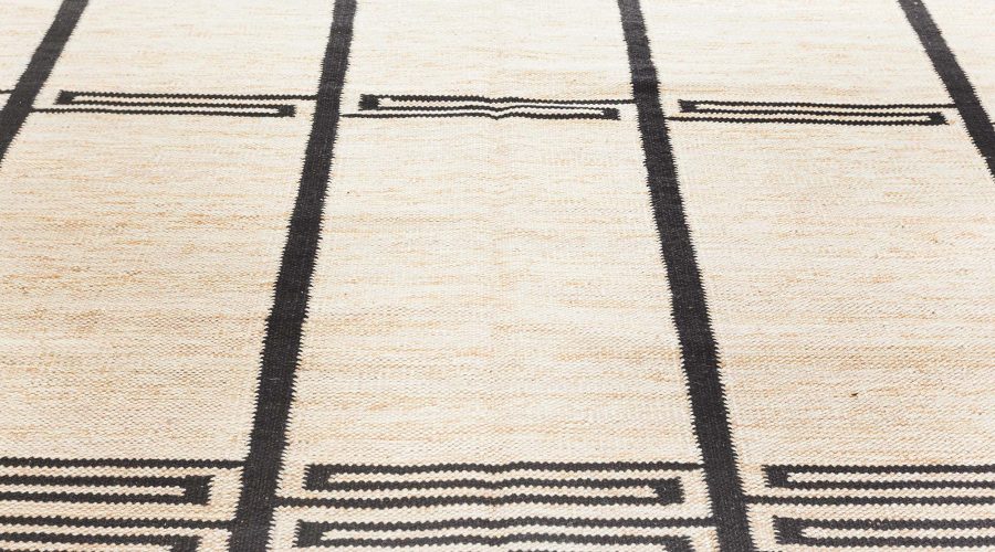 Modern Swedish Geometric Flat weave Rug N12330