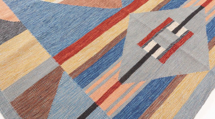 High-quality Colorful Swedish Flat Weave Rug N12344