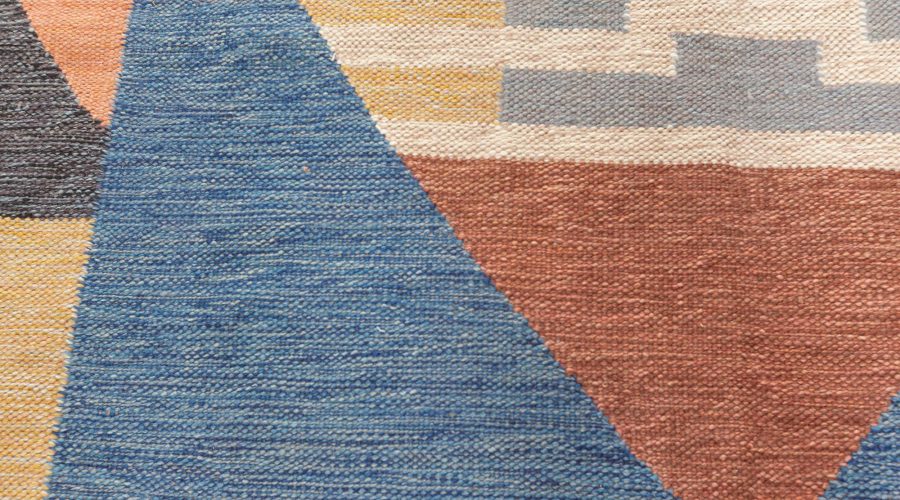 High-quality Colorful Swedish Flat Weave Rug N12344