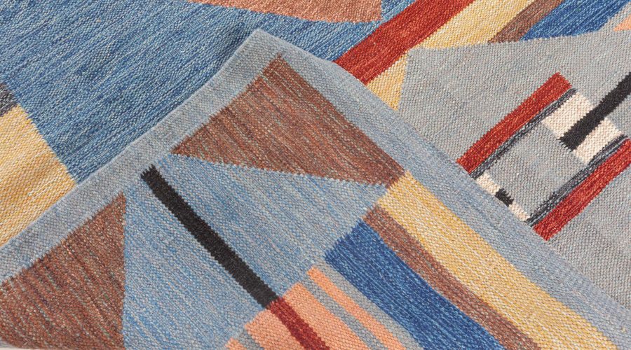 High-quality Colorful Swedish Flat Weave Rug N12344