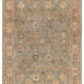 Antique Tabriz Persian Floral Allover Warm Tan Hand-Knotted Wool Rug – Circa 1930 BB7702