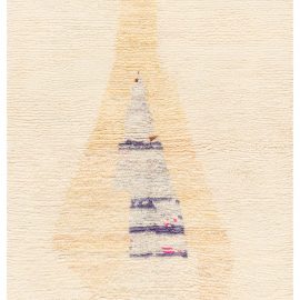 Modern Abstract Tribal Cream Beige Handmade Wool Rug “Pharos” N12349