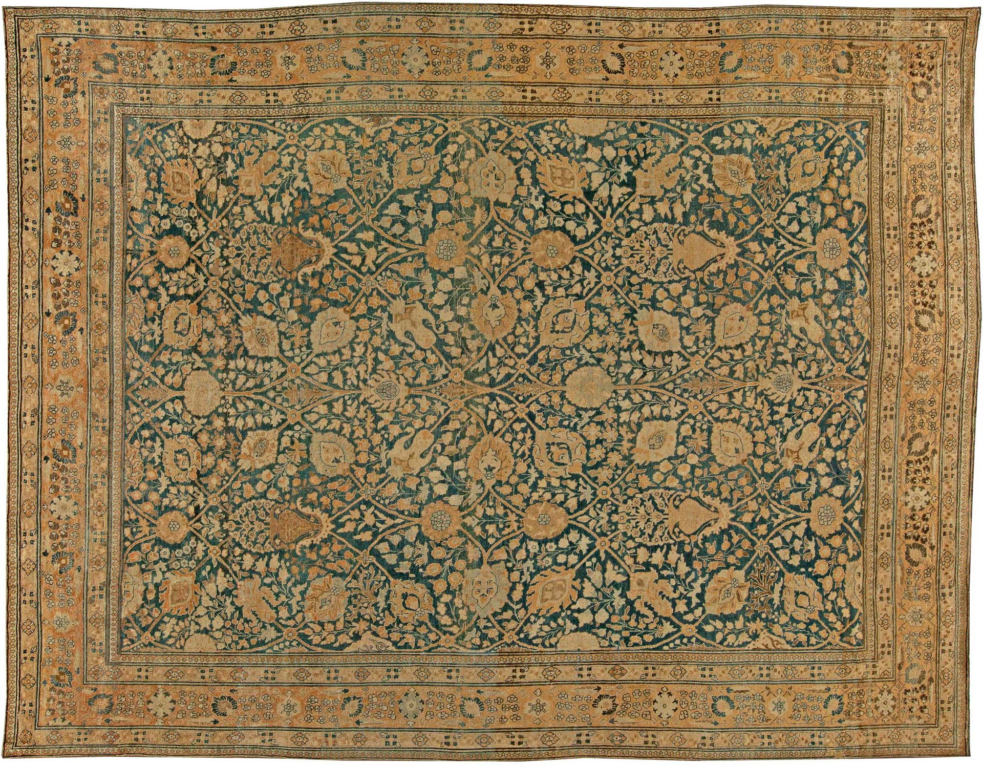 A rare Persian Tabriz rug in blues and beiges (BB6031) 