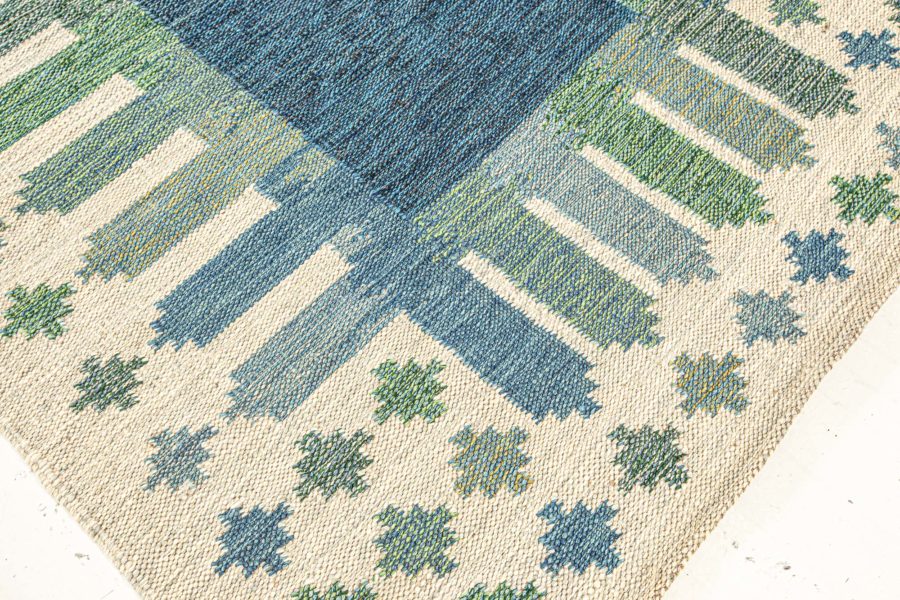 Blue and Green Swedish Area Rug N12361