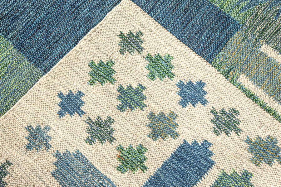 Blue and Green Swedish Area Rug N12361