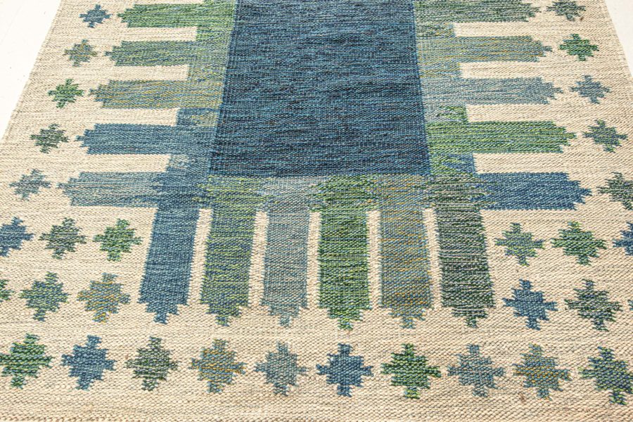 Blue and Green Swedish Area Rug N12361