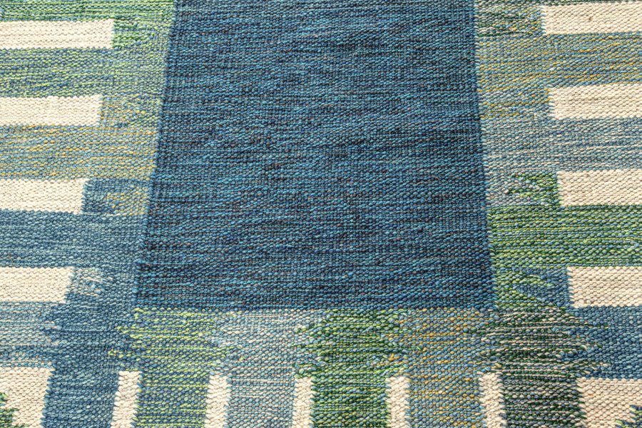 Blue and Green Swedish Area Rug N12361