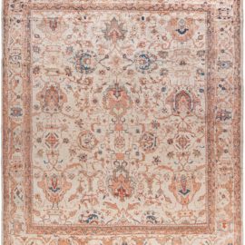 Antique Sultanabad Persian Floral Soft Beige Hand-Knotted Wool Rug – Circa 1900 BB7763
