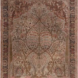 Antique Tabriz Persian Allover Warm Tan Hand-Knotted Wool Rug – Circa 1920 BB7761