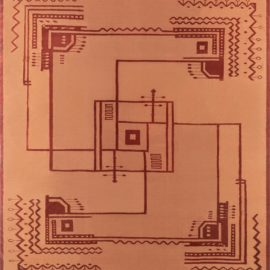 Vintage Indian Dhurrie Geometric Warm Tan With Brown Flatweave Cotton Rug BB7765