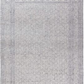 Modern Geometric-Inspired Geometric Light Gray With Slate Handmade Wool Oversized Rug “Octavus” N12358