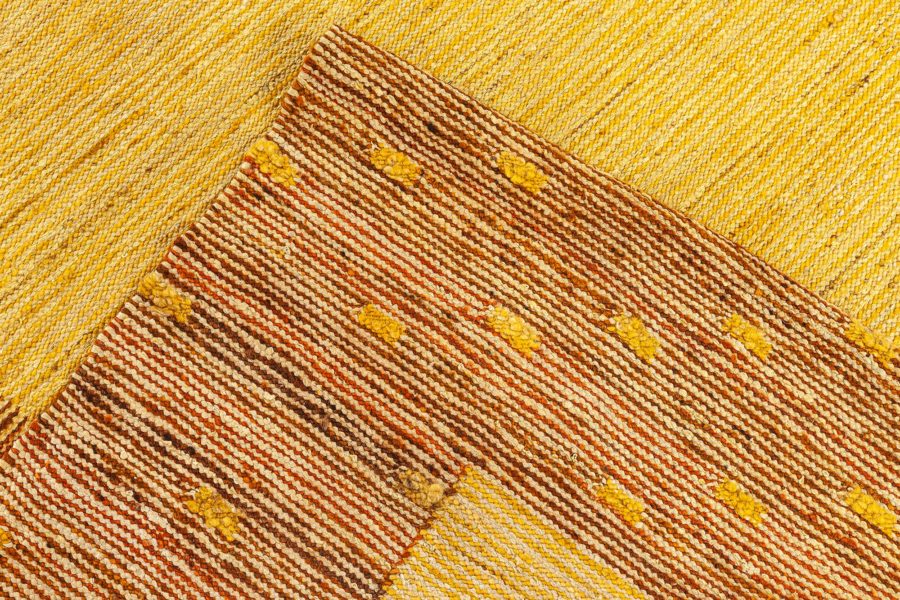 Midcentury Swedish Flat Weave Rug in Honey Yelllow BB7777