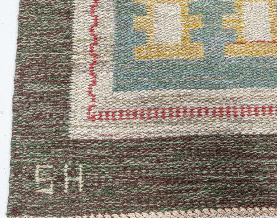 VINTAGE SWEDISH RUG SIGNED BY SVENSK HEMSLÖJD “SH” BB7779