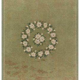 American Hooked Vintage Floral Ivory Hand-Knotted Wool Rug BB7786