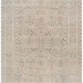 Kirman Persian Antique Floral Allover Soft Beige Hand-Knotted Wool Rug – Circa 1910 BB7775