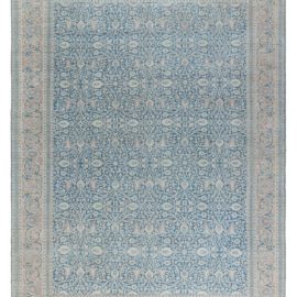 Antique Tabriz Persian Allover Floral Light Blue Hand-Knotted Wool Rug – Circa 1920 BB7773