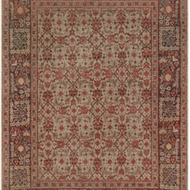 Tabriz Persian Antique Allover Ivory Hand-Knotted Wool Rug – Circa 1930 BB7784