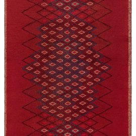 Vintage French Art Deco Geometric Red Hand-Knotted Wool Rug By Paul Leleu BB7782