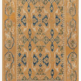 Antique Allover Geometric Golden Tan Hand-Knotted Wool Rug (Size Adjusted) Late 17Th Century Cuenca BB7785
