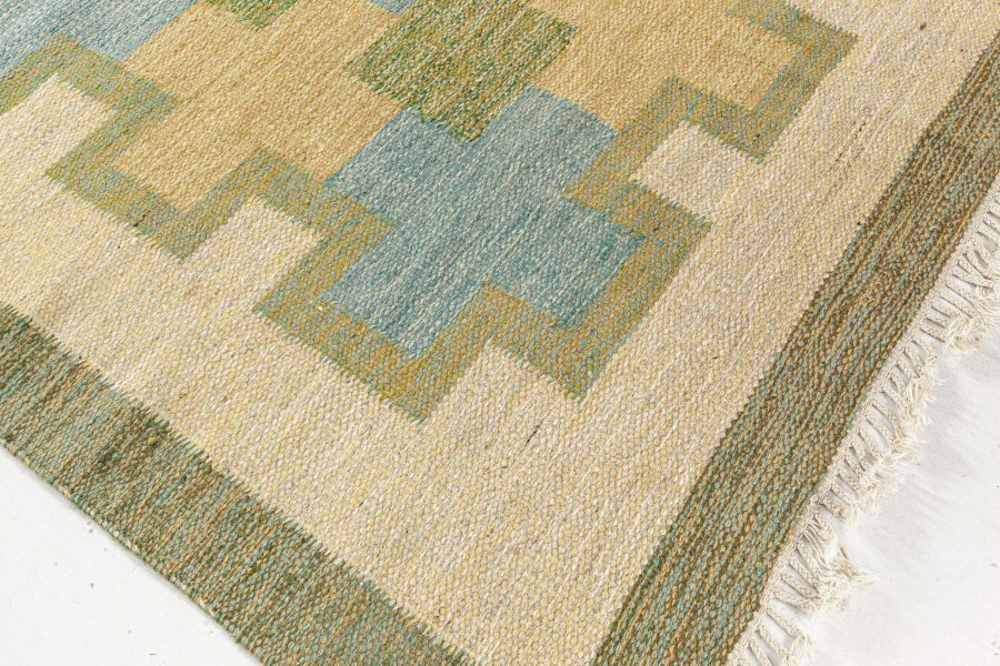 Vintage Swedish Flat Woven Rug Signed (KP) BB7792