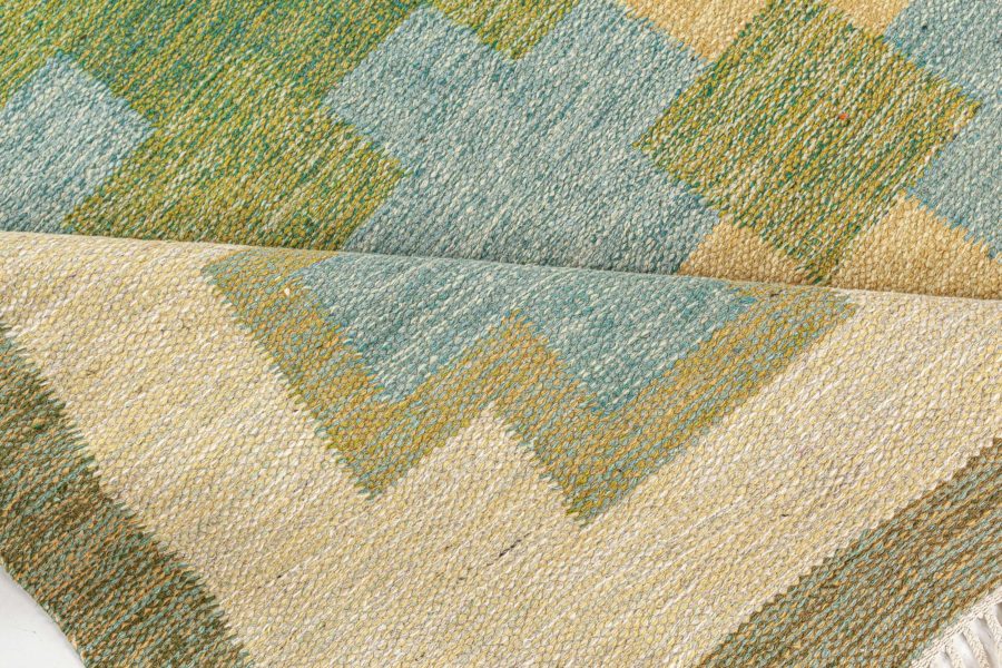 Vintage Swedish Flat Woven Rug Signed (KP) BB7792