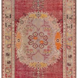 Antique Turkish Medallion Light Gray Hand-Knotted Wool Runner – Circa 1930 BB7812