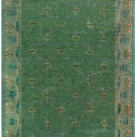 Vintage Irish Arts & Crafts Floral Oversized Forest Green Hand-Knotted Wool Rug By Gavin Morton BB7797