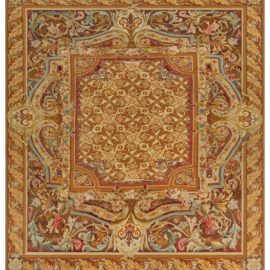 Bessarabian Russian Antique Allover Floral Cream Beige Flatweave Wool Carpet – Circa 1900 Ukrainian BB7814
