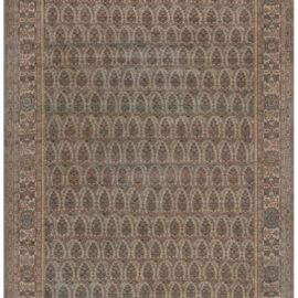 Antique Tabriz Persian Allover Classic Taupe Hand-Knotted Wool Rug – Circa 1930 BB7813
