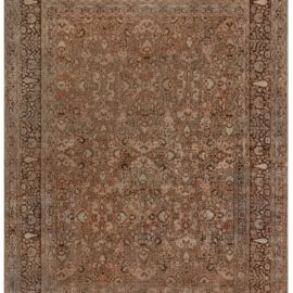 Antique Tabriz Persian Allover Floral Cream Beige Hand-Knotted Wool Rug – Circa 1920 BB7810